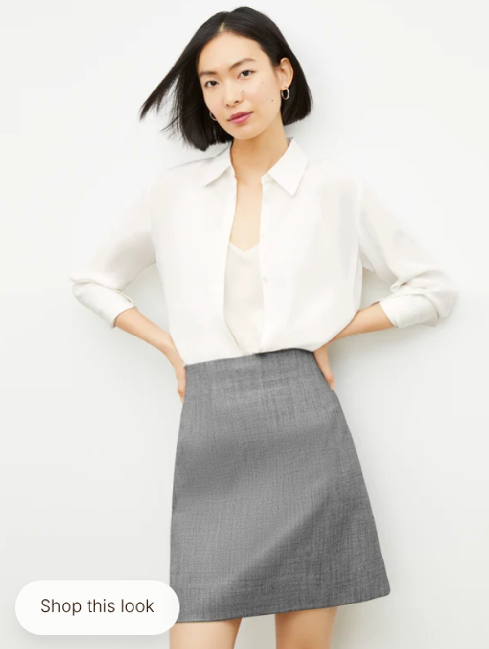 MM LaFleur Whitney Skirt Women's 14 Gray Wool Blend Minimalist Quiet Luxury